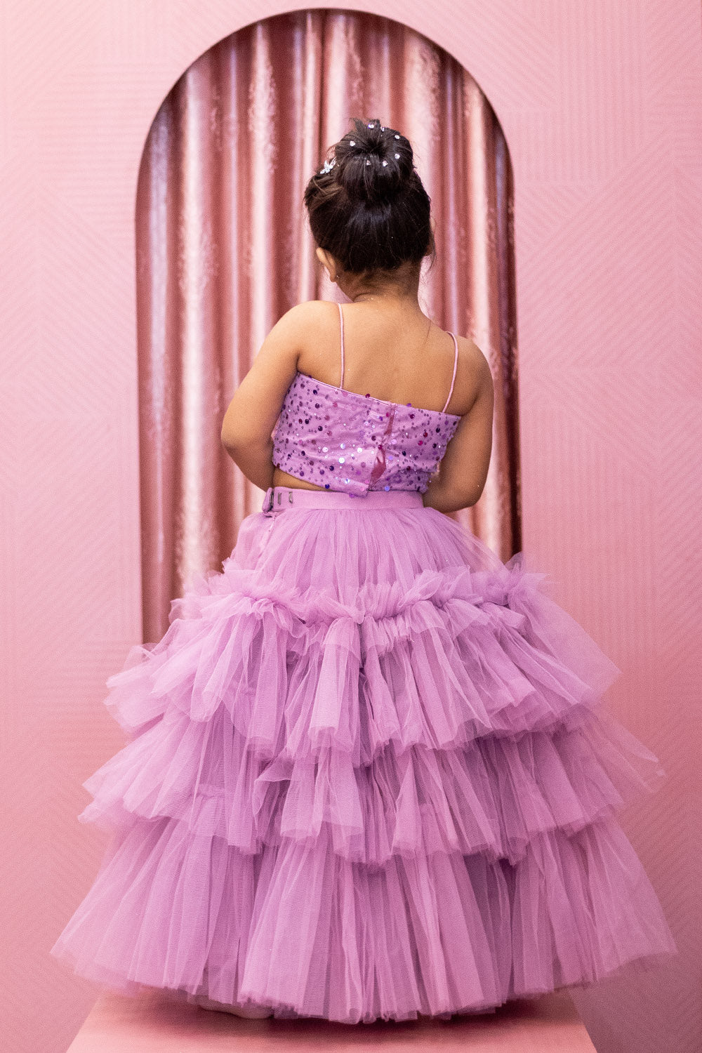 Lavender Crop Top and Skirt Set