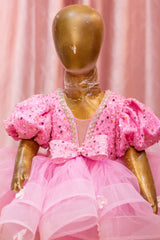 Pink Layered Net Frock