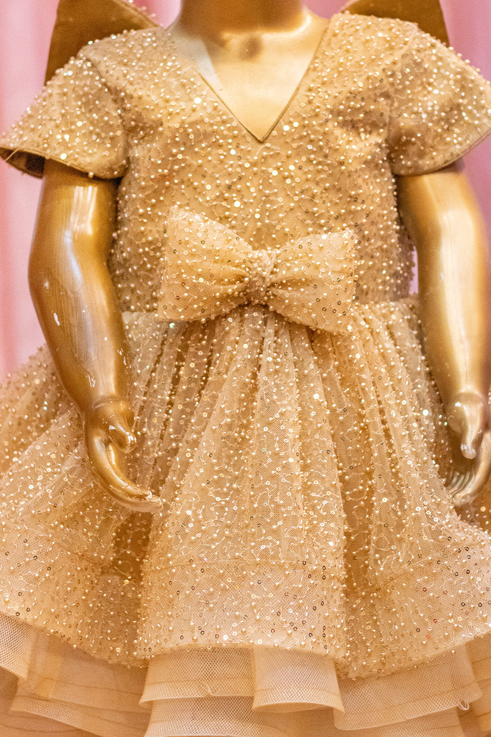 Golden Heavy Embroidered Butterfly Dress