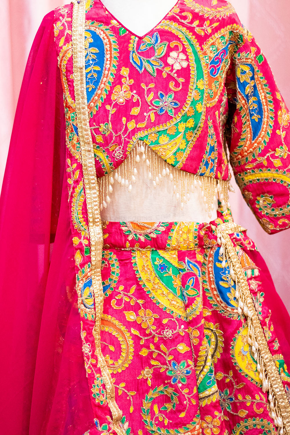 Pink Embroidered lehenga Choli