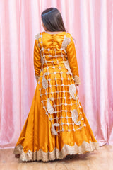 Rust Orange and Golden Lehenga