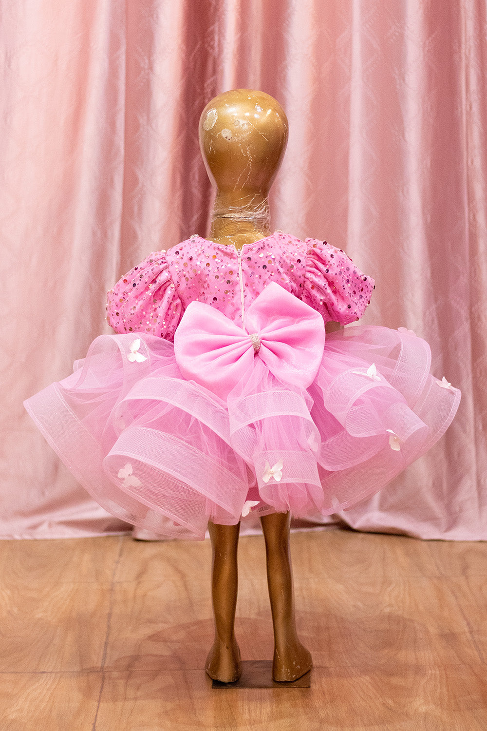 Pink Layered Net Frock