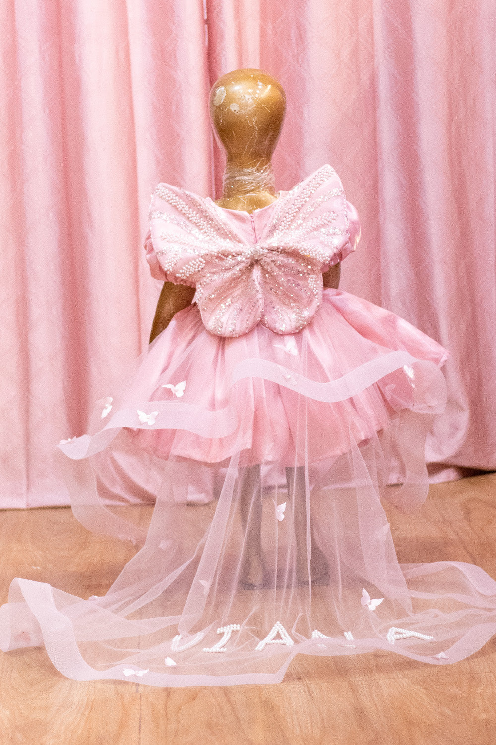 Baby Pink Heavy Satin Princess Frock