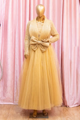 Golden Glamour Bow Mother & Daughter Gown Set