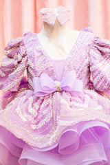 Lavender Sequined Trail Party Dress