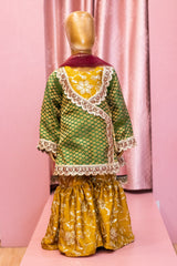 Green & Mustard Brocade Sharara Suit