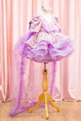 Lavender Sequined Trail Party Dress