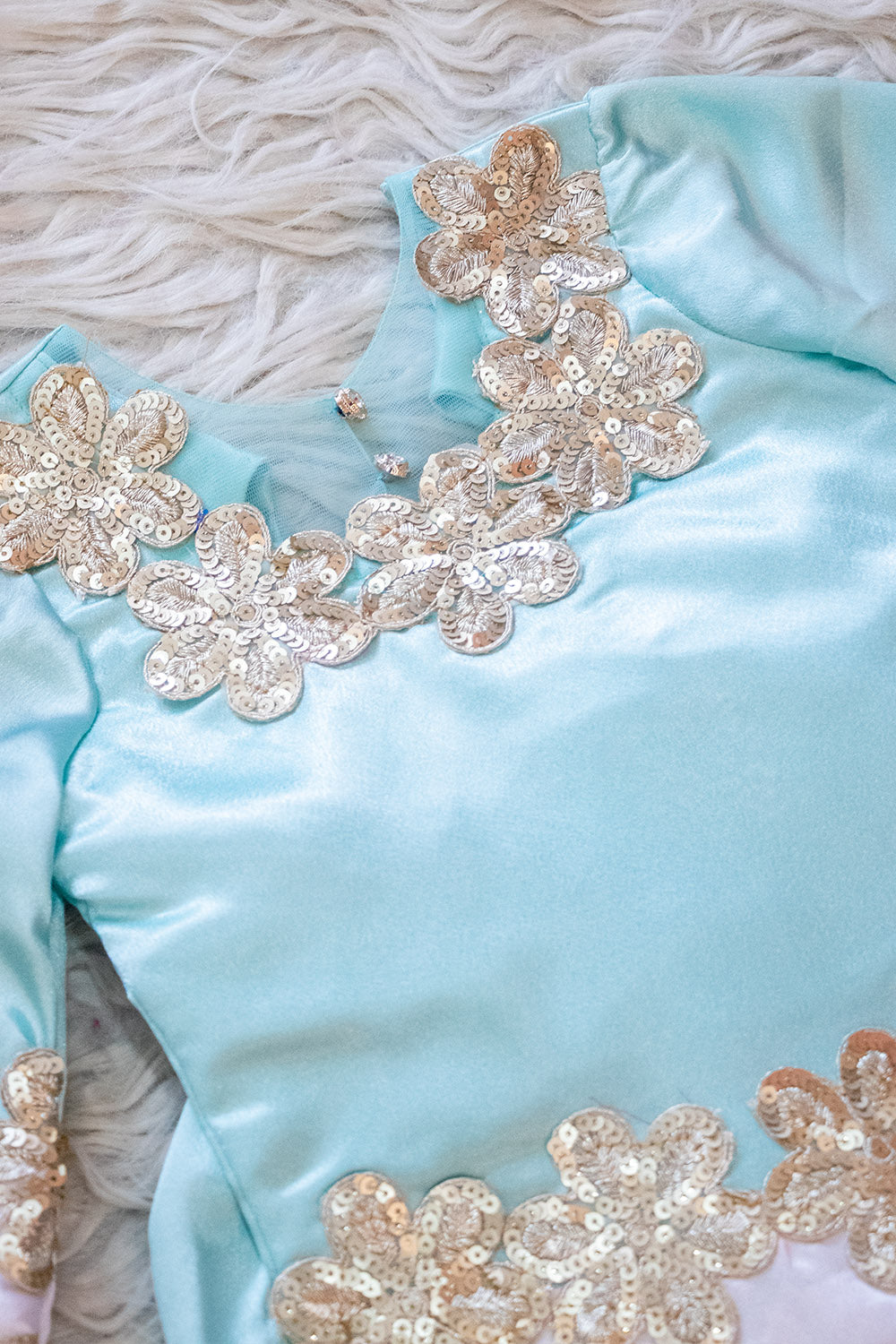 Satin Blue and Pink Suit