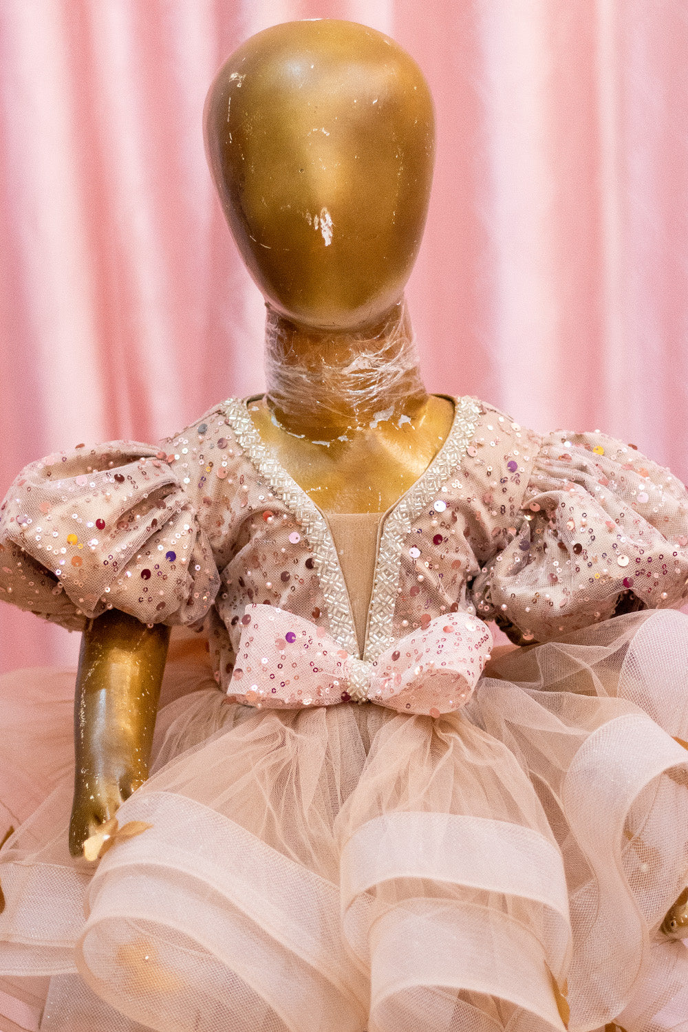 Golden Layered Net Frock