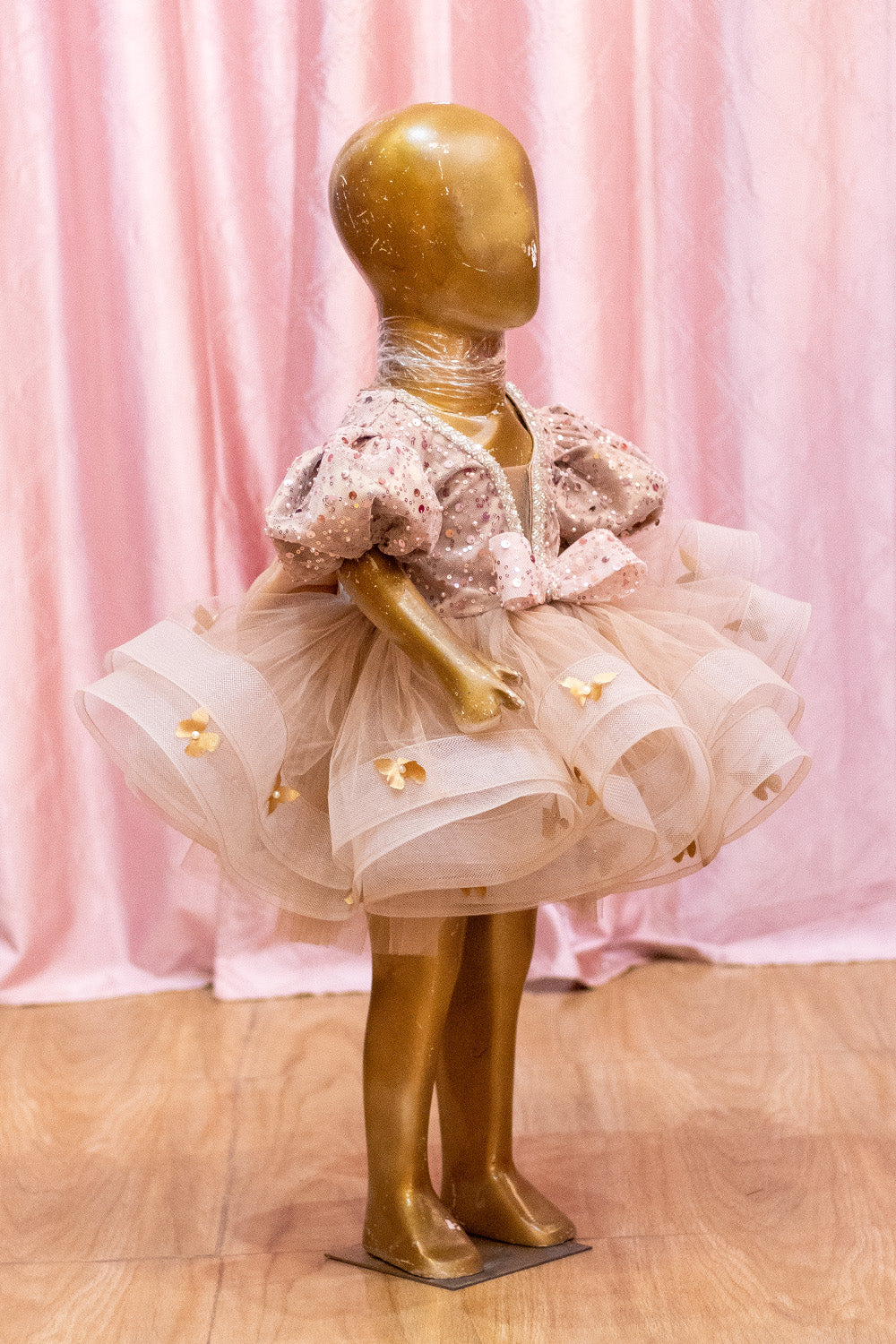 Golden Layered Net Frock