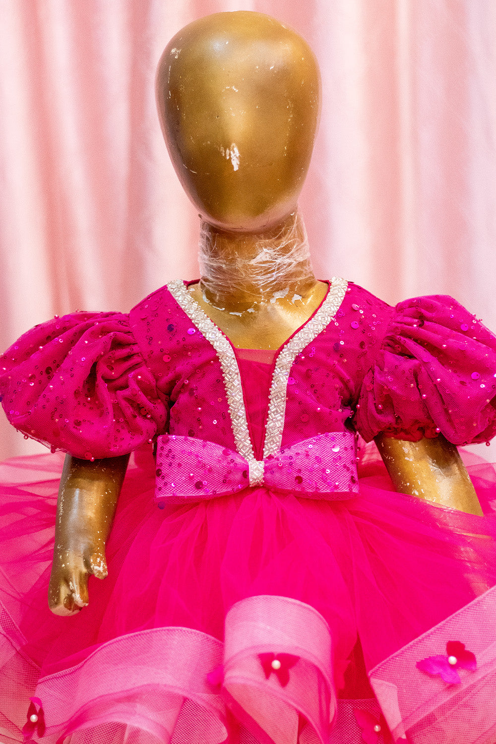 Hot Pink Layered Net Frock