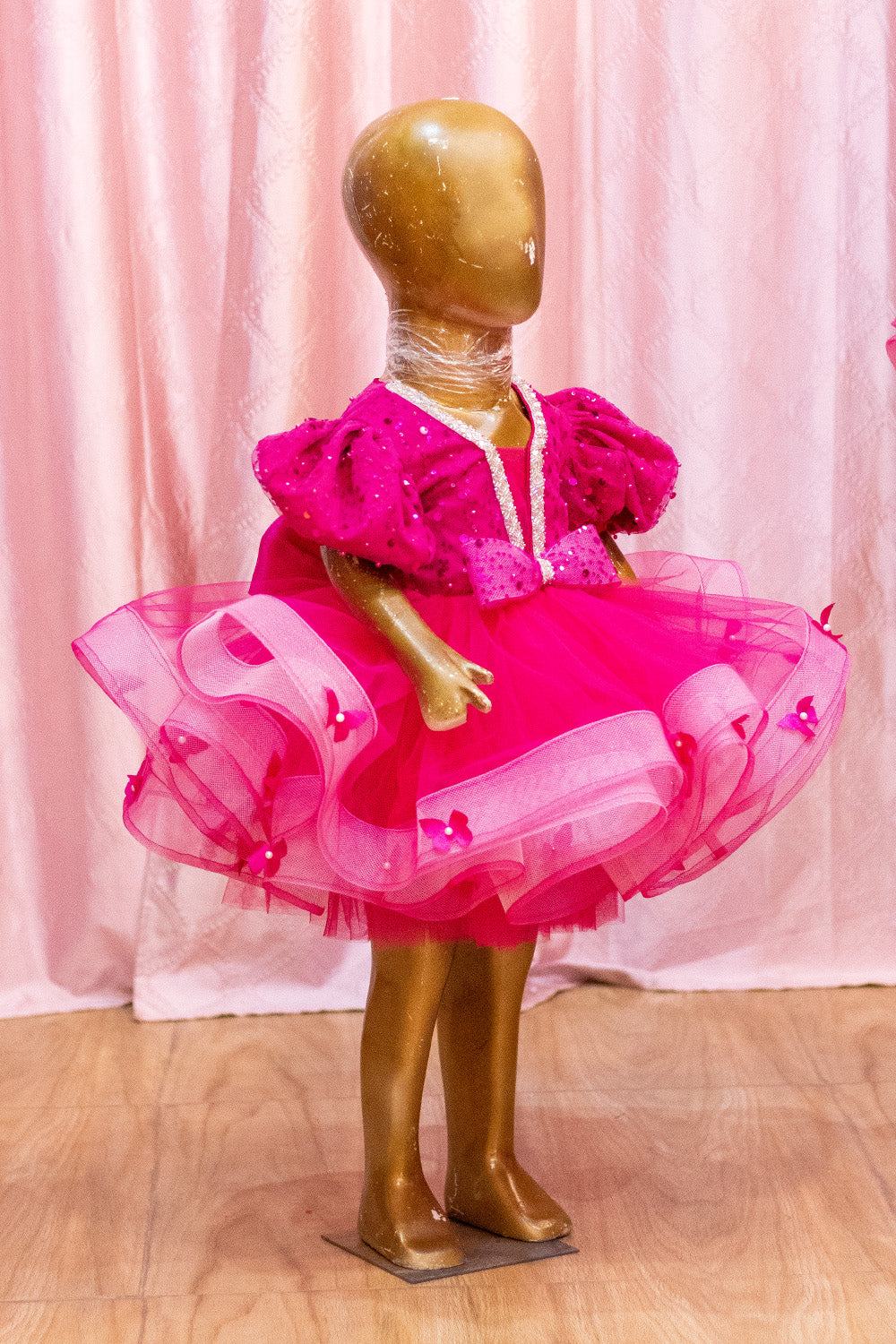 Hot Pink Layered Net Frock