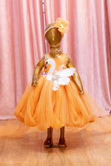 Peach Swan Theme Mother and Daughter Matching Gown Set