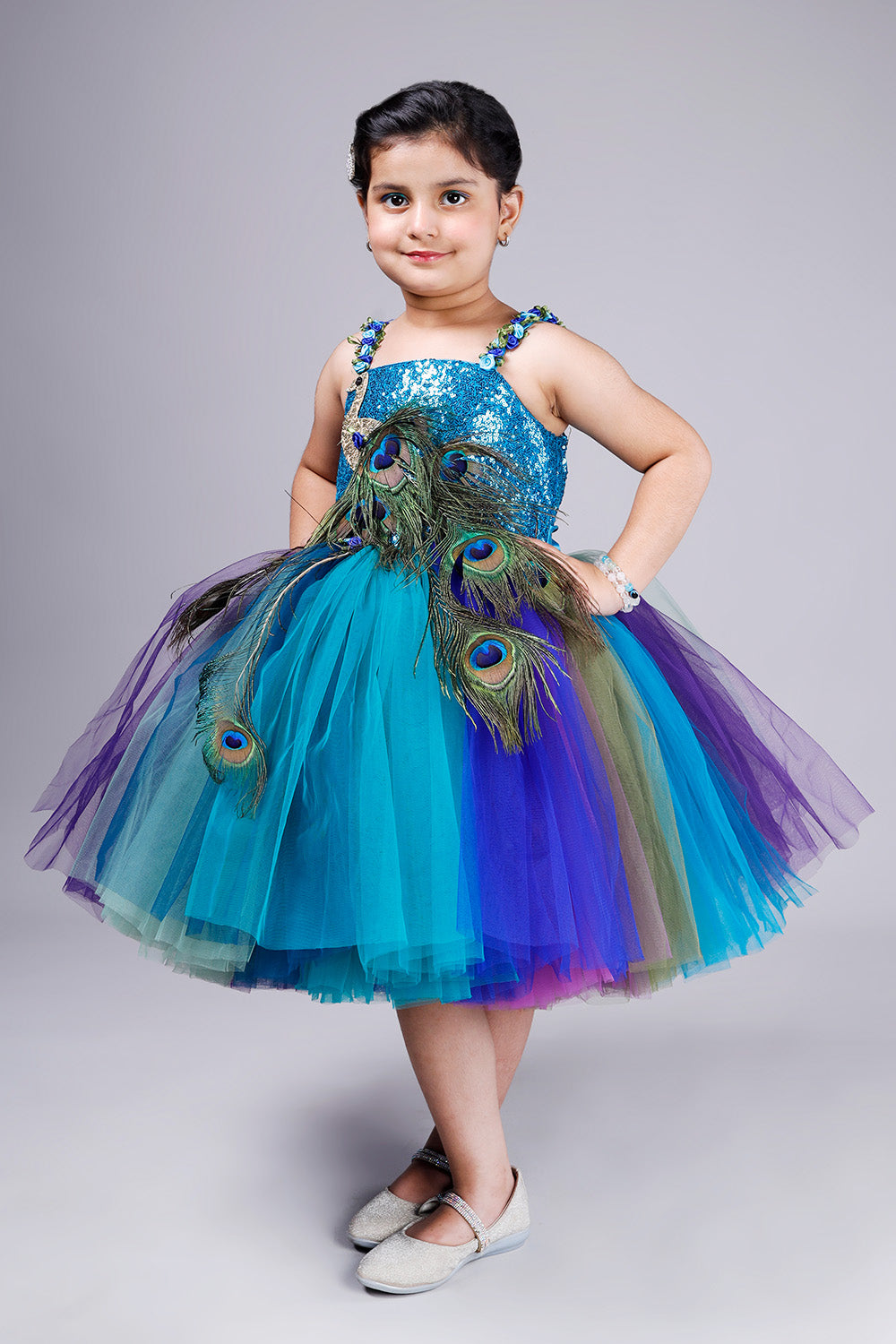Peacock Theme Short Dress