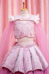 Blossom Pearl Tulle Lehenga for Girls
