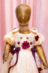 Off White and Wine Sequins Dress