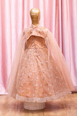 Golden Leaf Sequined Cape Gown