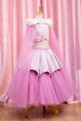 Blossom Pearl Tulle Lehenga for Girls