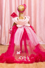 Dual Shade Butterfly Ruffle Dress with Wire Detailing