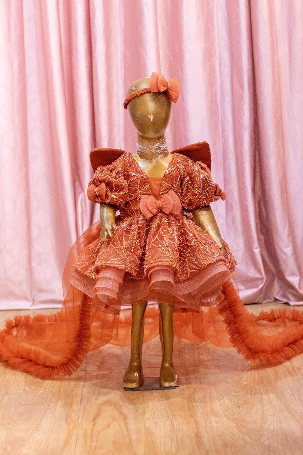 Rust Heavy Embroidery Dress