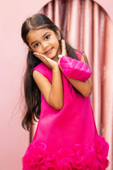 Pink Scuba Flower Hem Dress