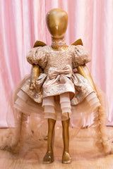 Champagne Sequin Bow Party Dress