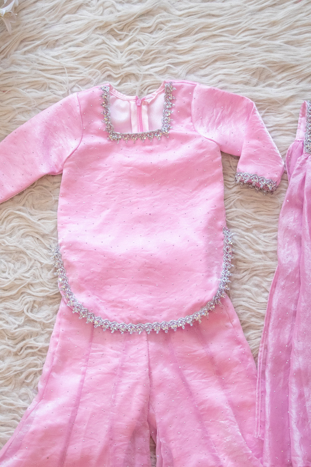 Girls Pastel Pink Sharara Set With Dupatta