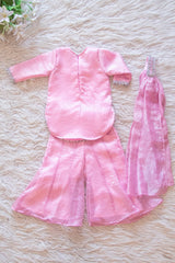 Girls Pastel Pink Sharara Set With Dupatta