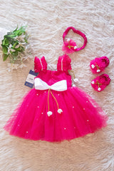 Pink Pearl Embellished Baby Frock Set