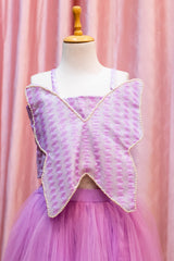 Lilac Butterfly Crop Top & Skirt