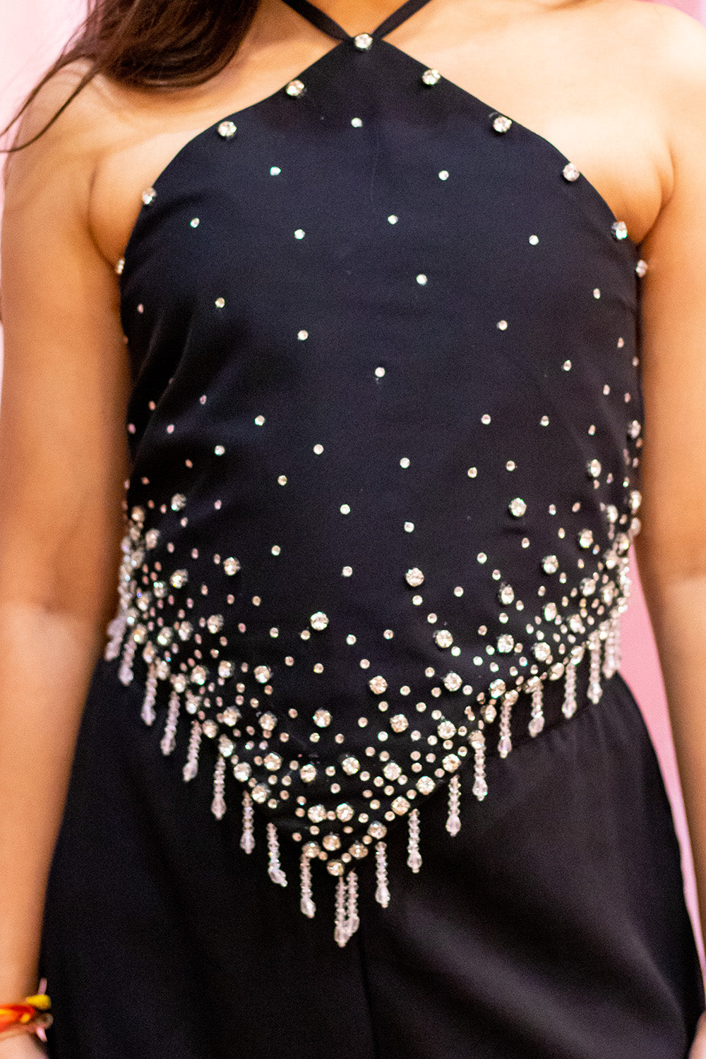 Black Crop Top Sharara Set