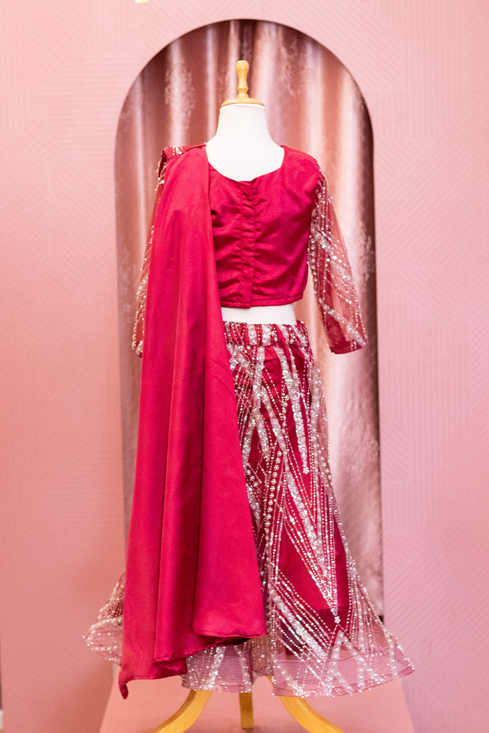 Maroon Heavy Embroidered Lehenga Choli