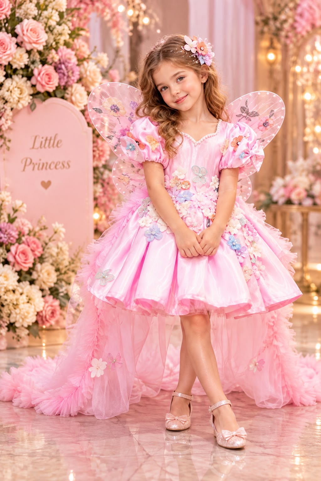 Pink Fairy Butterfly Party Dress for Girls