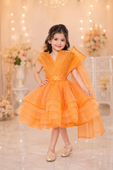 Orange Net and Sequins Princess Dress