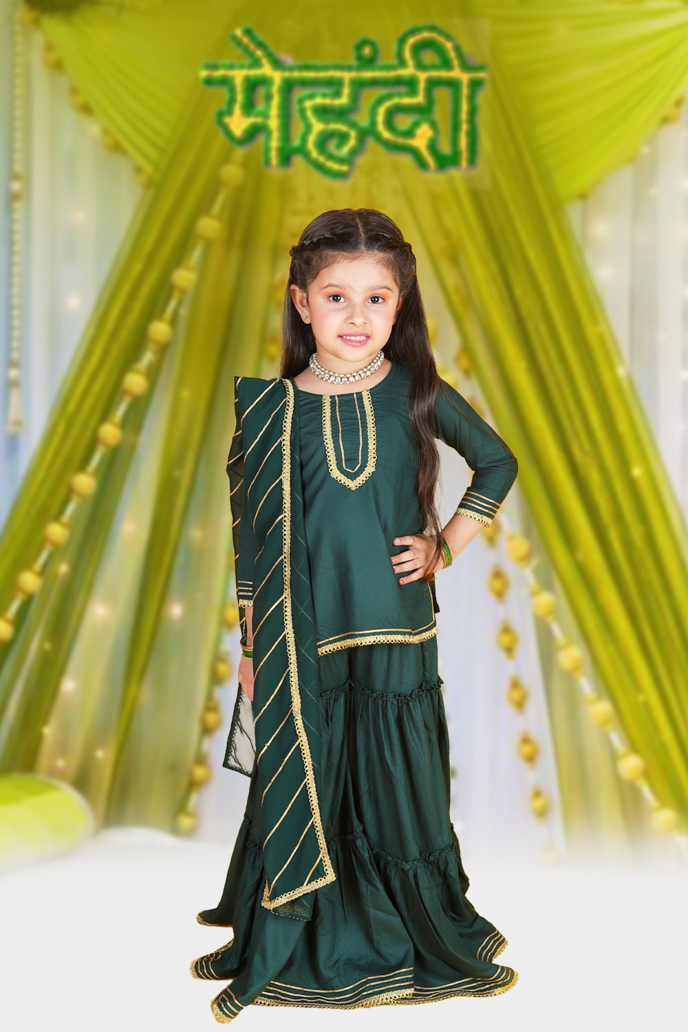Bottle Green Sharara Set
