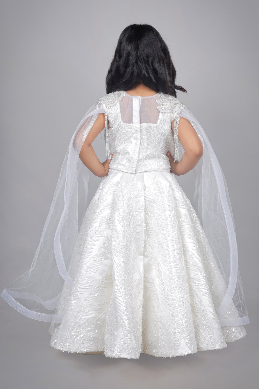 White Embroidered Indo Western Lehenga